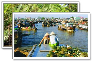 mekong floating market tonkin travel